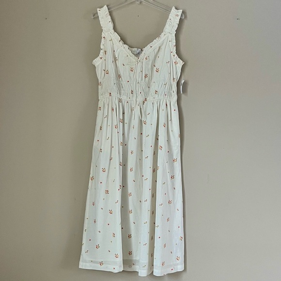 Old Navy Colorway Fit & Flare White Ditsy Floral Cottagecore Midi Dress L - Picture 3 of 16